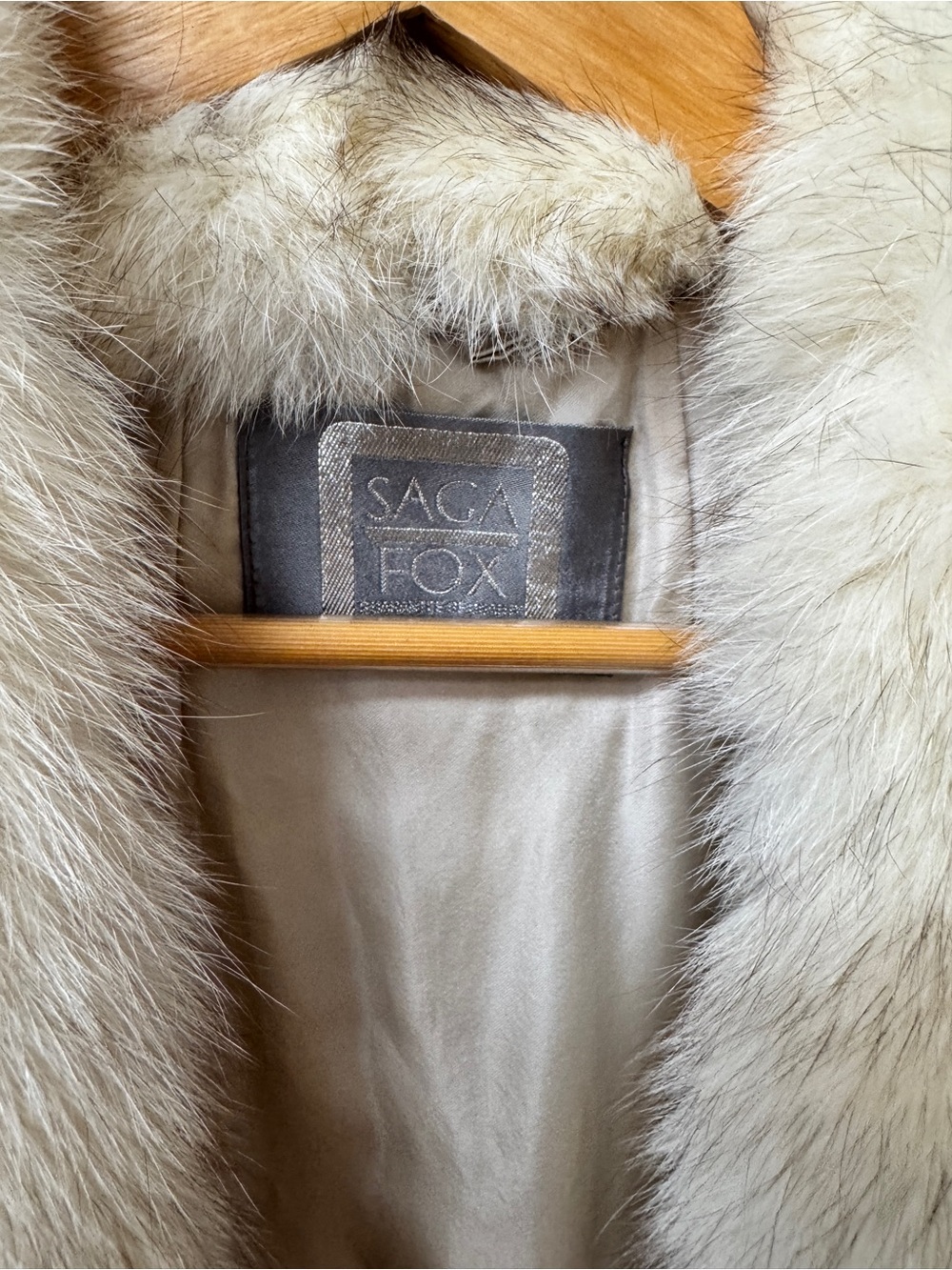 Saga Furs Ivory Fox Fur Coat with Cream Lining